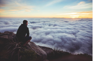 Man watching the sunset